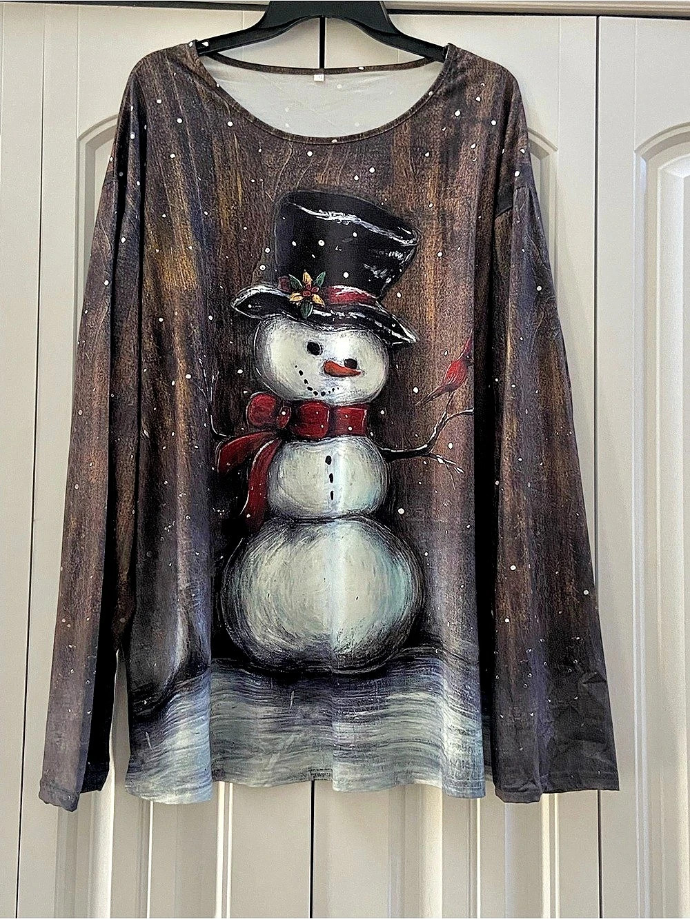 NWOT Plus Size 5X Christmas Snowman Graphic Long Sleeve Top Oversized